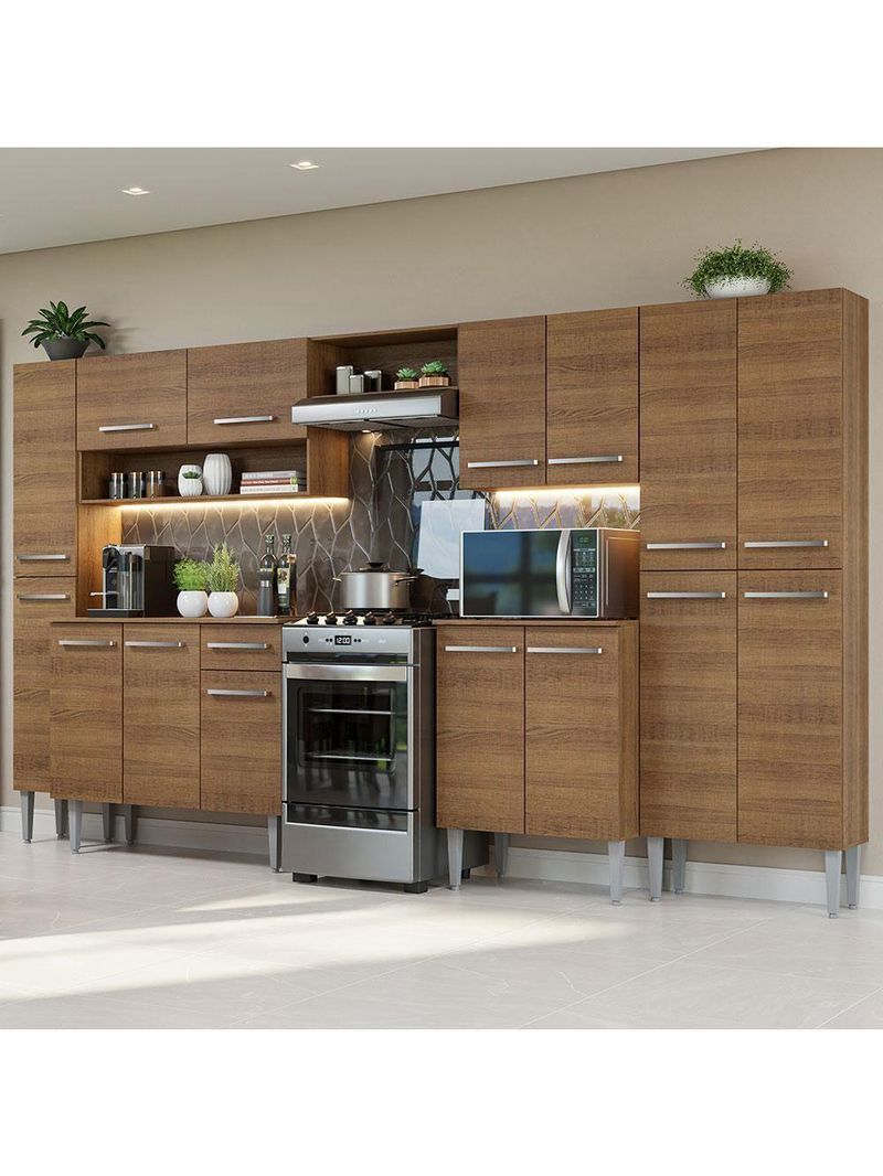 Armário De Cozinha Completa 325cm Rustic Emilly Madesa 02 Rustic