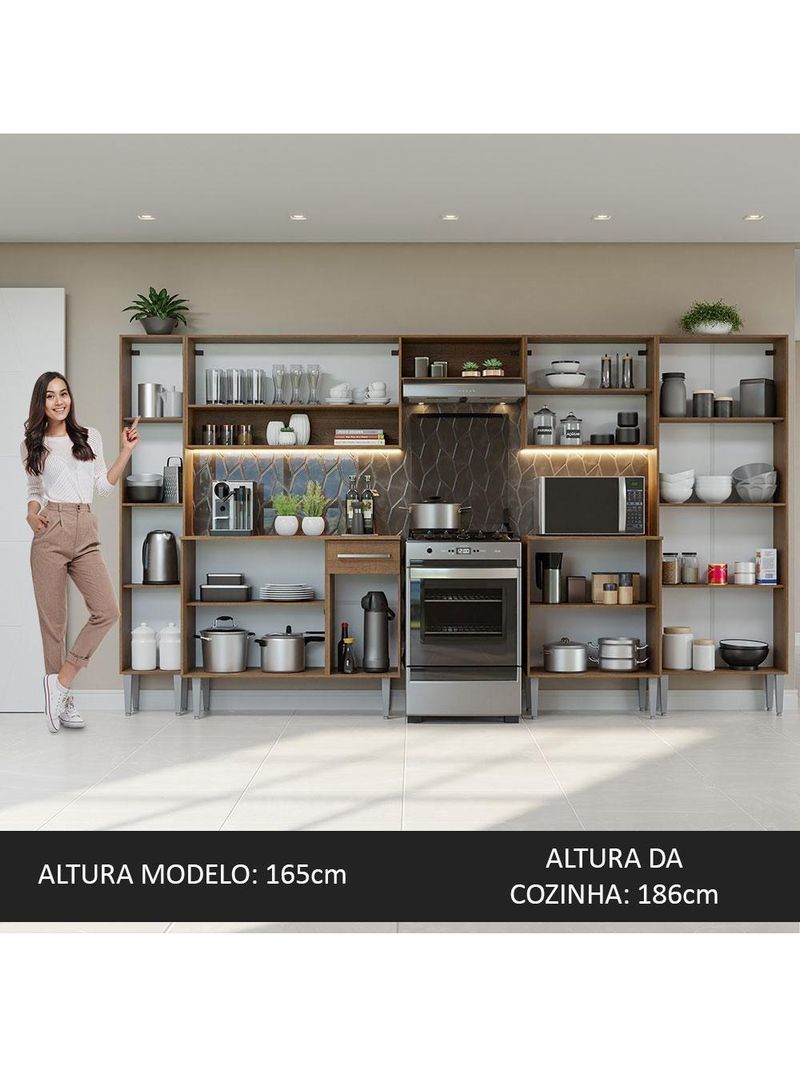 Armário De Cozinha Completa 325cm Rustic Emilly Madesa 02 Rustic