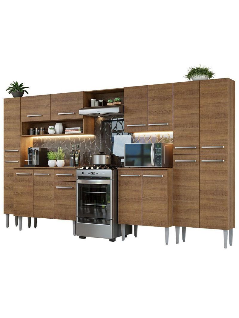 Armário De Cozinha Completa 325cm Rustic Emilly Madesa 02 Rustic
