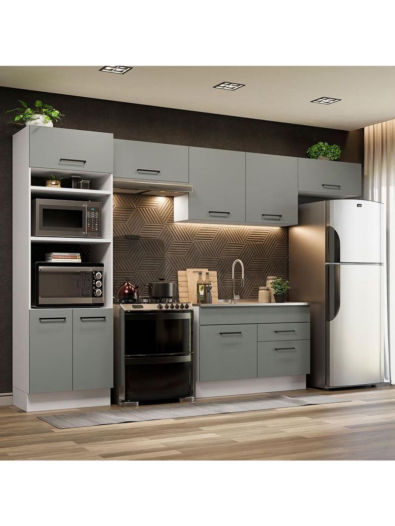Cozinha Completa 350001 Com Armário E Balcão Branco/Cinza