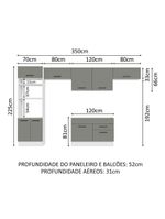 Cozinha Completa 350001 Com Armário E Balcão Branco/Cinza