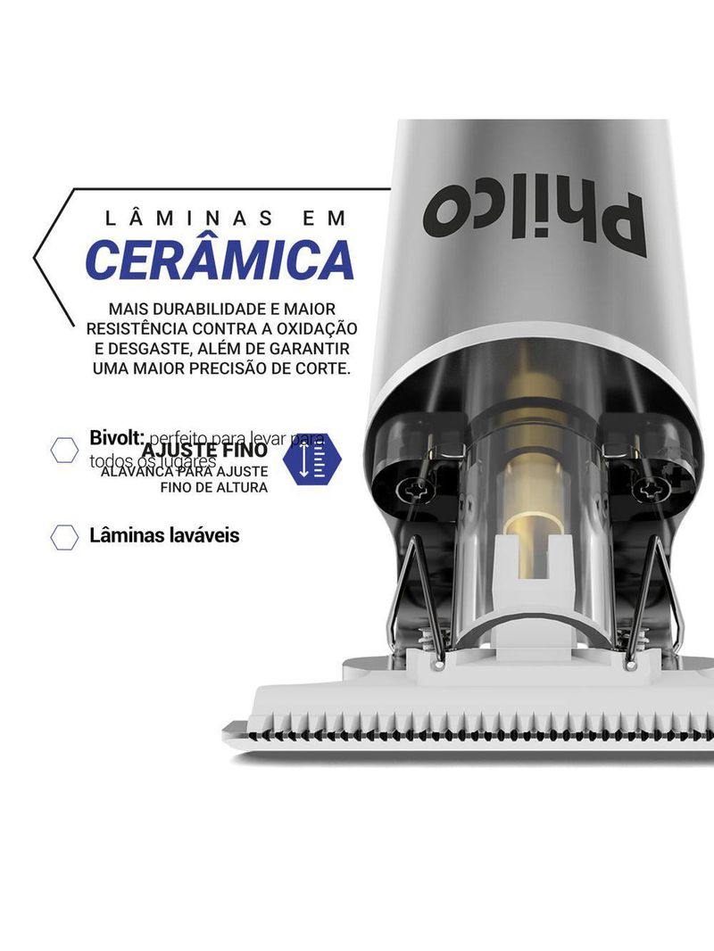 Cortador de Cabelos Philco PCRE1 Sem Fio + Display LED Bivolt