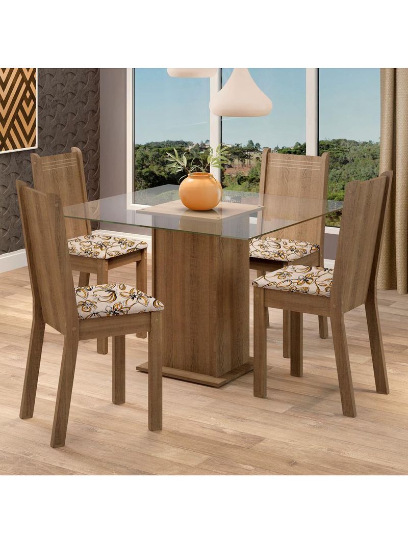 Conjunto Sala de Jantar Maya Mesa com 4 Cadeiras – Madesa