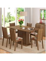 Sala de Jantar Megan Mesa Tampo de Madeira 6 Cadeiras Madesa