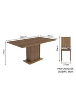 Sala de Jantar Megan Mesa Tampo de Madeira 6 Cadeiras Madesa