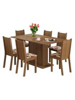 Sala de Jantar Megan Mesa Tampo de Madeira 6 Cadeiras Madesa