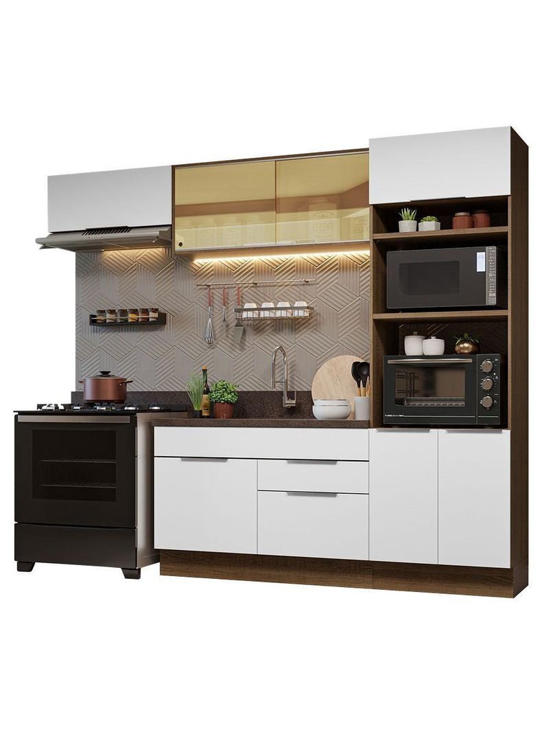 Armário De Cozinha Completa  Stella Madesa Rustic/branco