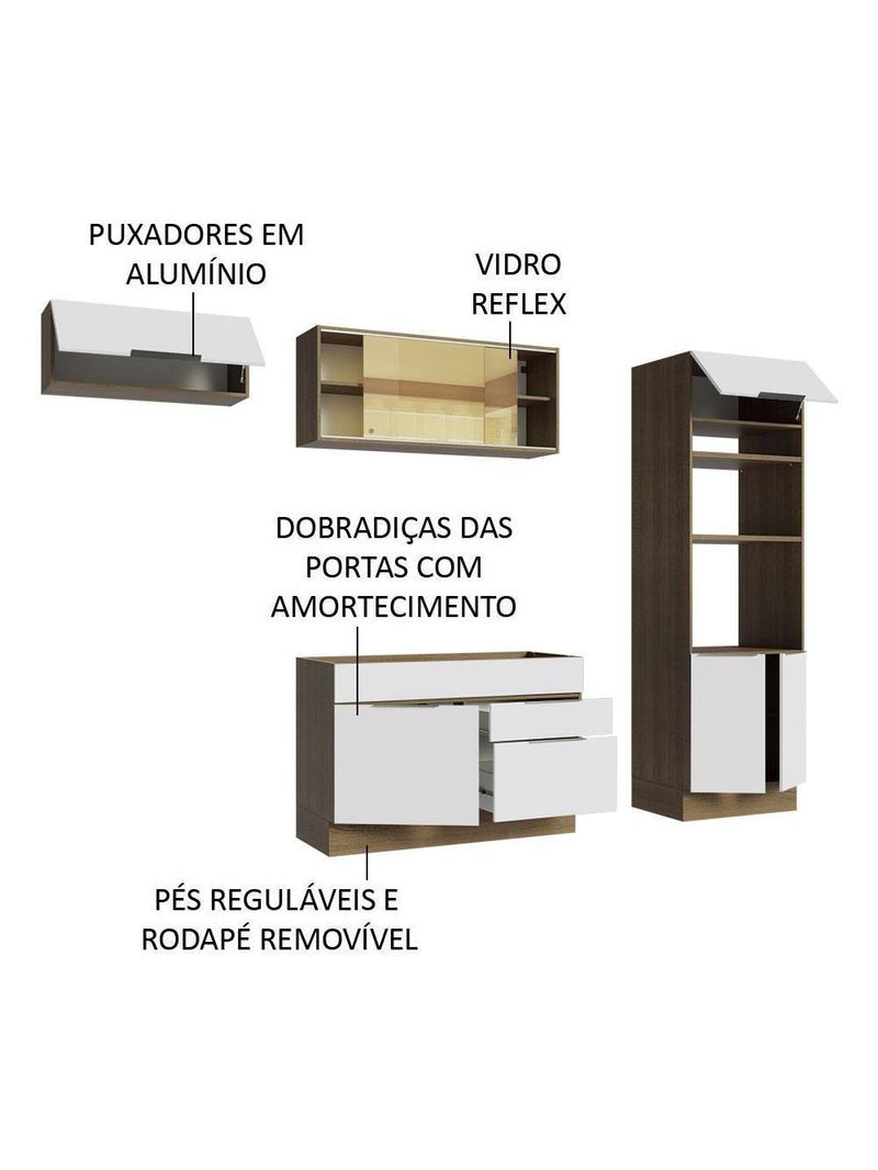 Armário De Cozinha Completa  Stella Madesa Rustic/branco