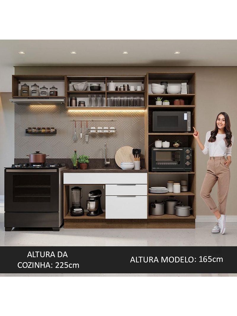 Armário De Cozinha Completa  Stella Madesa Rustic/branco