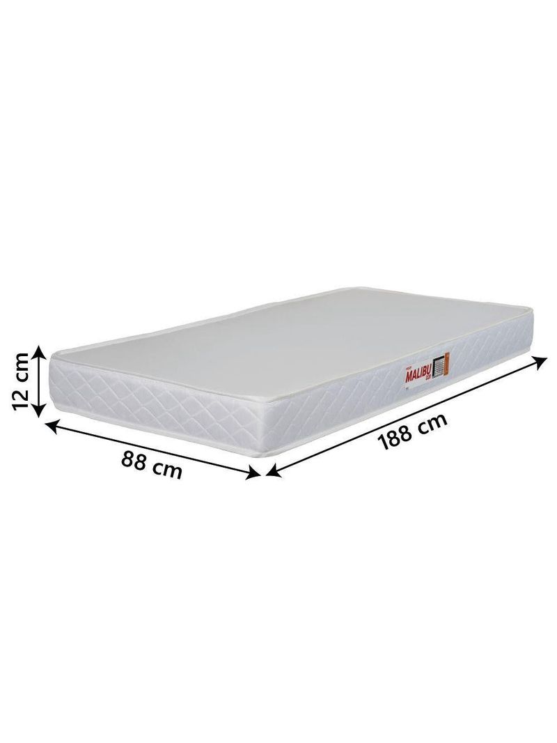 Colchão Solteiro Espuma D20 Malibu 88x188x12cm Branco Hellen Branco