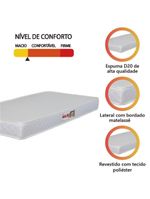 Colchão Solteiro Espuma D20 Malibu 88x188x12cm Branco Hellen Branco