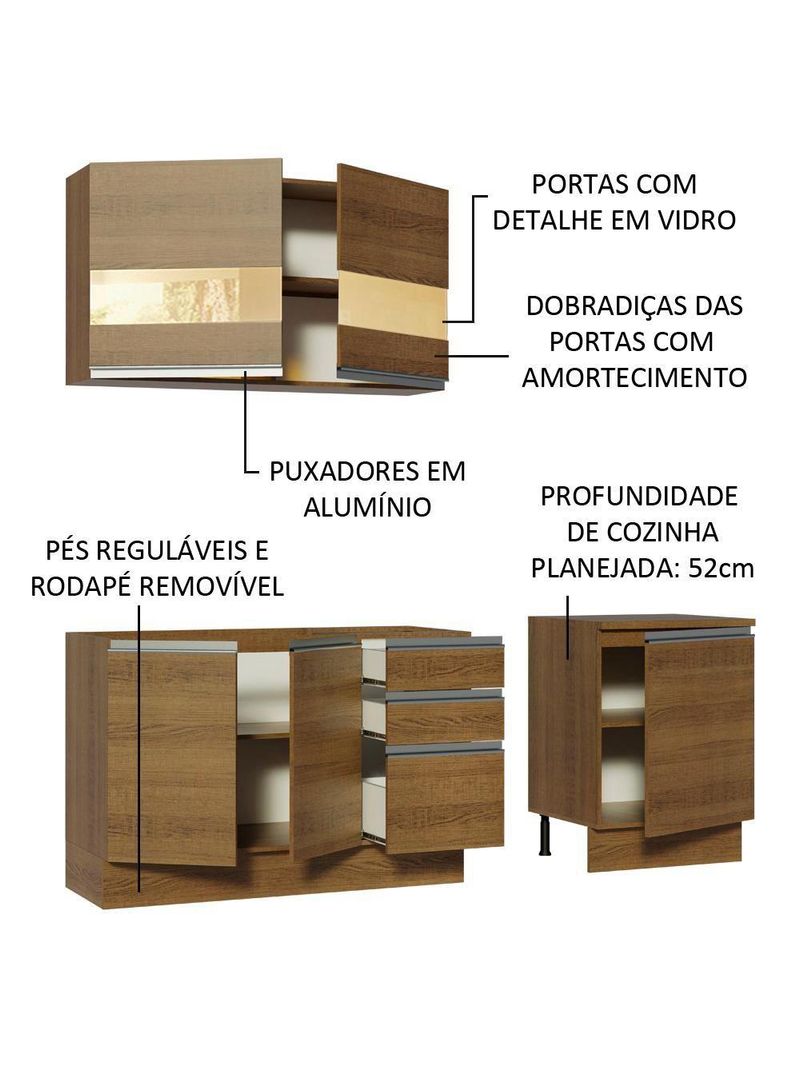 Cozinha Completa Milão com Armário e Balcão – Madesa (Sem Tampo e Pia)