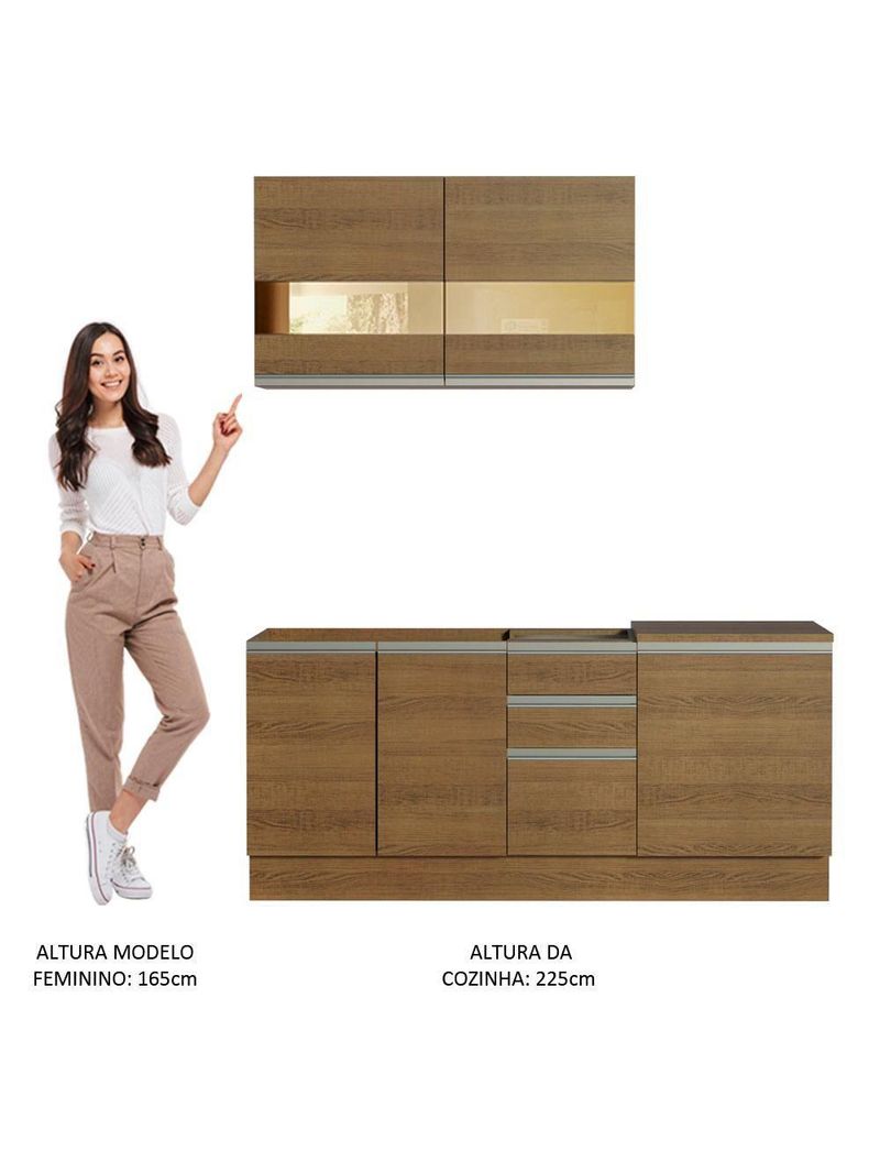 Cozinha Completa Milão com Armário e Balcão – Madesa (Sem Tampo e Pia)