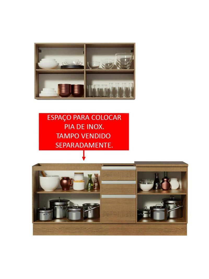 Cozinha Completa Milão com Armário e Balcão – Madesa (Sem Tampo e Pia)