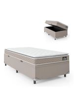 Cama Box Baú Solteiro Colchão D33 Pillow Top Millenium 88x188x57cm Bege Suporta Até 100kg Por Pessoa