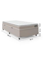Cama Box Baú Solteiro Colchão D33 Pillow Top Millenium 88x188x57cm Bege Suporta Até 100kg Por Pessoa