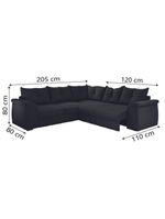 Sofá De Canto 5 Lugares Retrátil Qatar Suede Preto Preto