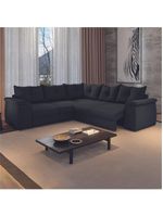Sofá De Canto 5 Lugares Retrátil Qatar Suede Preto Preto