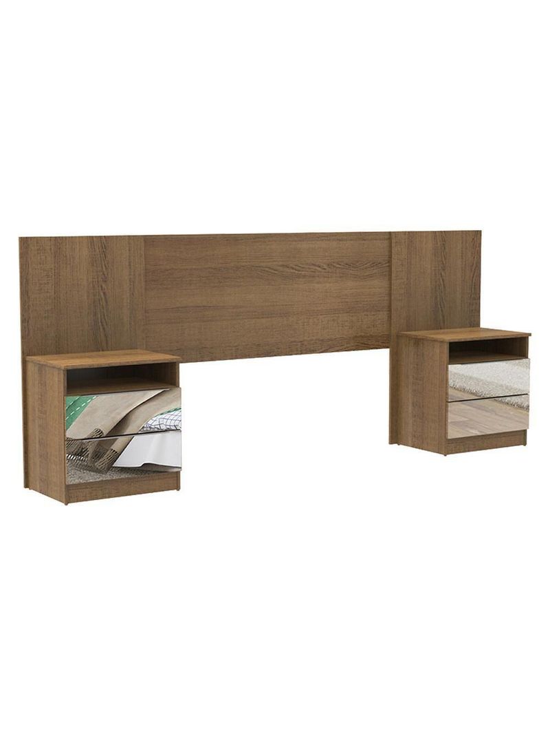 Cabeceira Extensível Rustic com 2 Criados Espelho Madesa