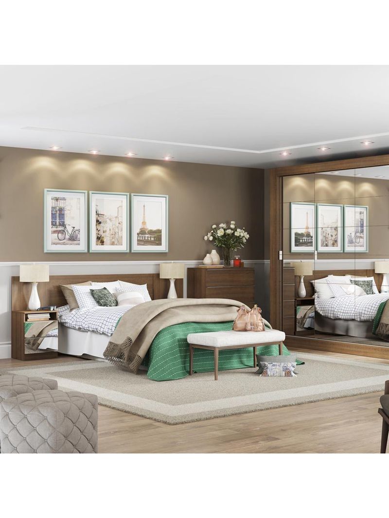 Cabeceira Extensível Rustic com 2 Criados Espelho Madesa