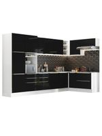 Armário De Cozinha Completa De Canto 546cm Branco preto