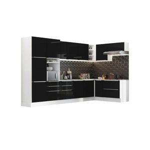 Armário De Cozinha Completa De Canto 546cm Branco/Preto