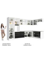 Armário De Cozinha Completa De Canto 546cm Branco preto