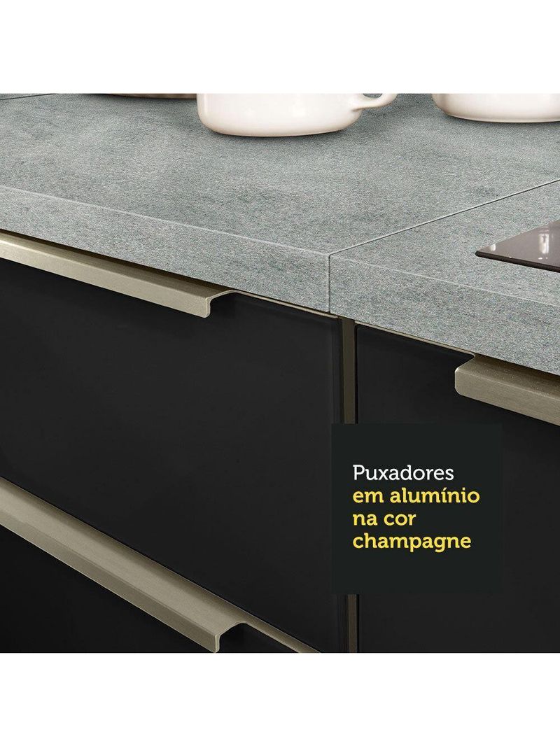 Armário De Cozinha Completa De Canto 546cm Branco preto