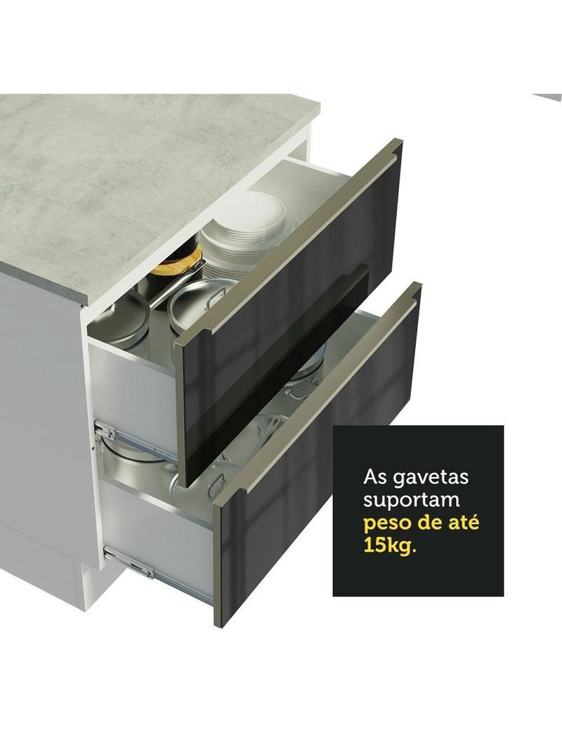 Armário De Cozinha Completa De Canto 546cm Branco preto