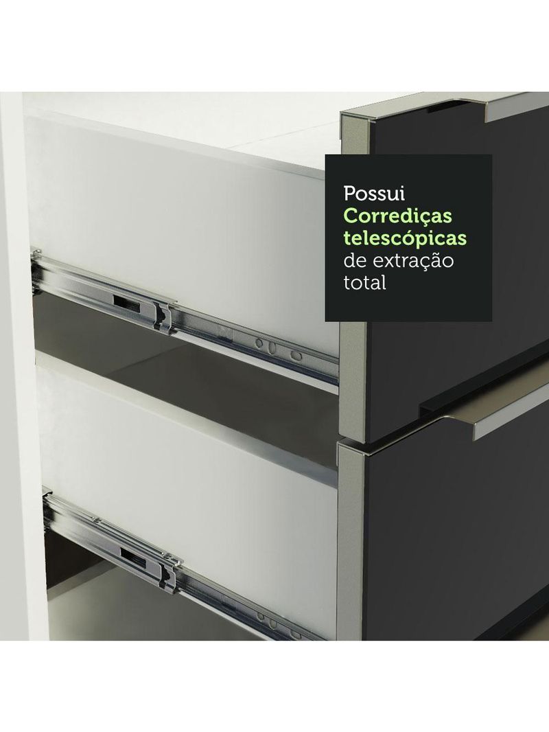 Armário De Cozinha Completa De Canto 546cm Branco preto