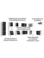 Armário De Cozinha Completa De Canto 546cm Branco preto