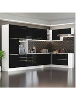 Armário De Cozinha Completa De Canto 546cm Branco preto