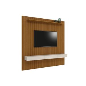 Painel Para Tv Até 75 Polegadas Ripado Impressão 3D Egeo Com Prateleira 2,25M Cedro Edn Cedro