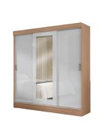 Guarda Roupas Casal com Espelho 3 Portas de Correr 2 Gavetas Mônaco Maxel Madeirado