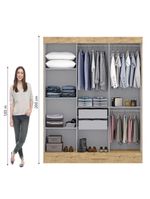 Guarda Roupas Casal com Espelho 3 Portas de Correr 2 Gavetas Mônaco Maxel Madeirado