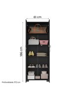 Armário Multiuso Com Chave 2 Portas Chicago Notável Preto Preto