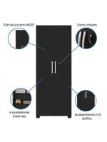 Armário Multiuso Com Chave 2 Portas Chicago Notável Preto Preto