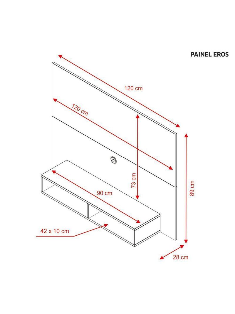 Painel Para TV Até 49" com Nicho Eros – Freijó / Off White – Notável