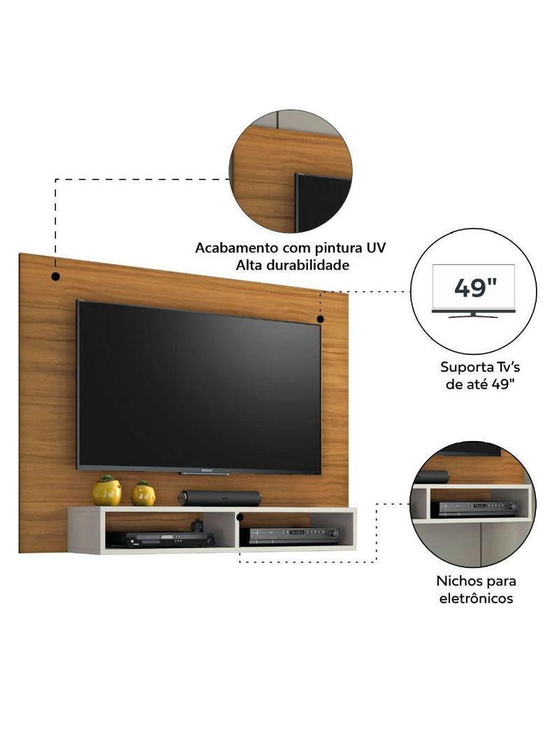 Painel Para TV Até 49" com Nicho Eros – Freijó / Off White – Notável