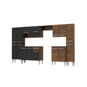 Cozinha Completa Emilly Armário e Balcão Preto/Rustic Madesa