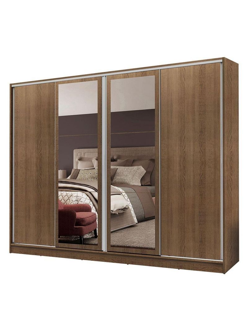 Guarda-roupa Casal 4 Portas de Correr com Espelhos Madesa