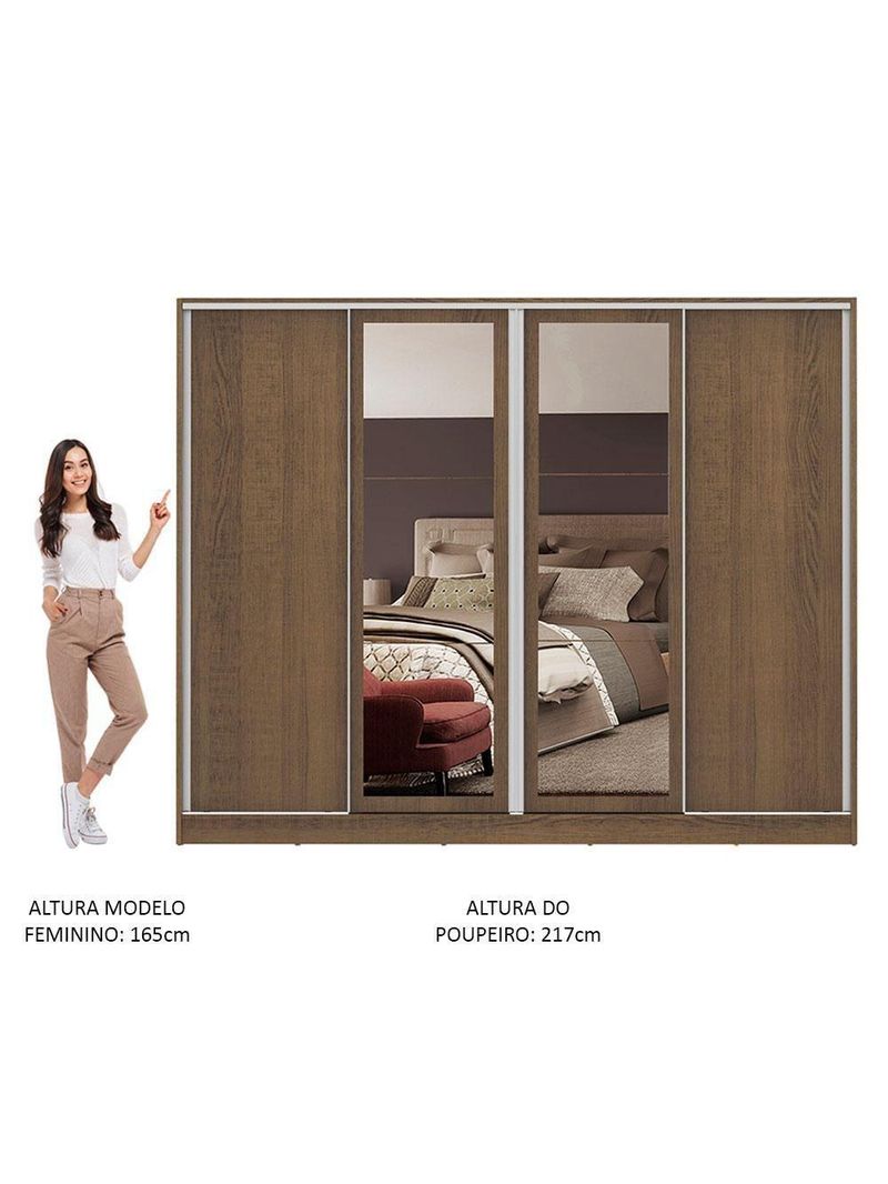 Guarda-roupa Casal 4 Portas de Correr com Espelhos Madesa