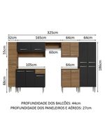 Armário De Cozinha Completa 325cm Rustic/preto/rustic Madesa