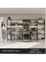 Armário De Cozinha Completa 325cm Rustic/preto/rustic Madesa