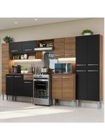 Armário De Cozinha Completa 325cm Rustic/preto/rustic Madesa