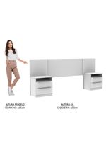 Cabeceira Extensível Branco com 2 Criados Madesa
