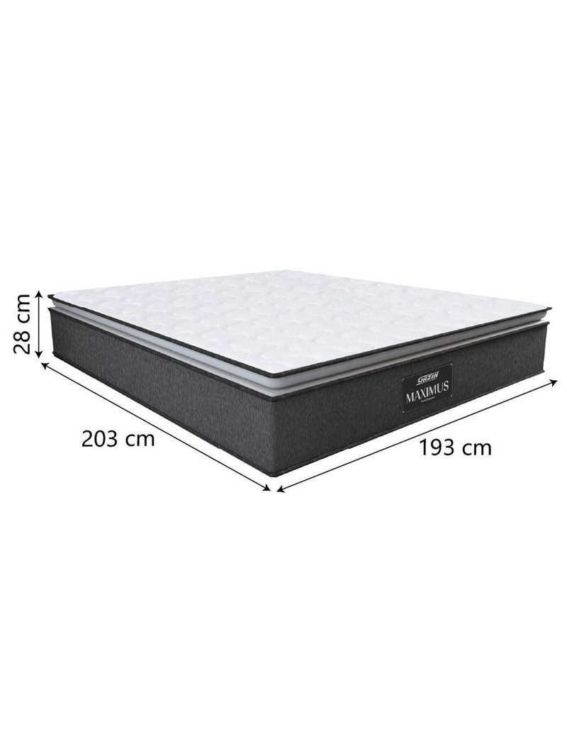 Colchão Casal King Gazin Molas Ensacadas Pillow Top Maximus 193x203x28cm – Cinza / Branco