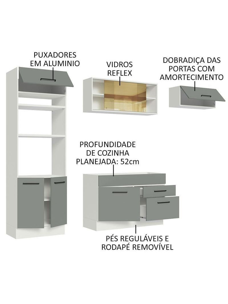 Cozinha Completa 270004 Com Armário E Balcão Branco/Cinza