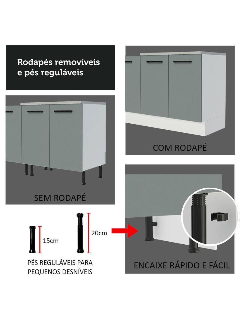 Cozinha Completa 270004 Com Armário E Balcão Branco/Cinza