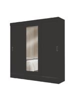 Guarda Roupas Casal com Espelho 3 Portas de Correr 2 Gavetas Mônaco Maxel Preto